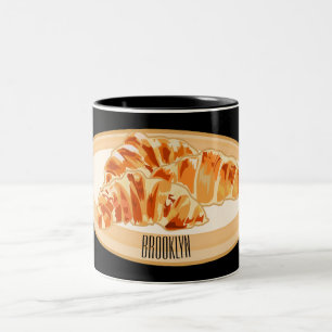 Croissant cartoon illustration  Two-Tone coffee mug