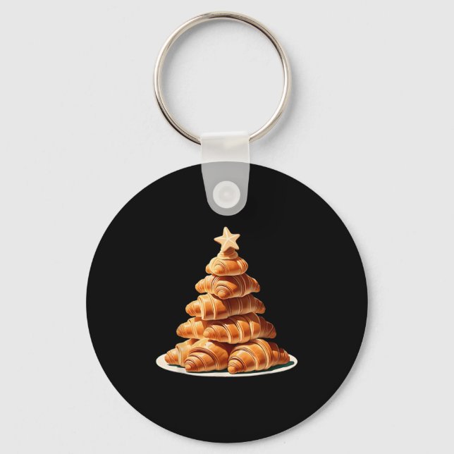 Croissant Christmas Tree  Keychain (Front)