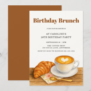 Croissant & Coffee 29th Adult Birthday Brunch Invitation