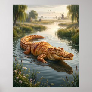 Croissant Crocodile Poster