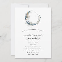 Croissant de lune bleu avec carte d'anniversaire a