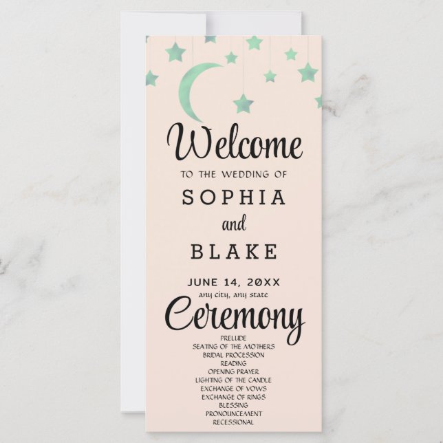 Croissant de Lune Étoiles Vertes Programme de Mari (Devant)