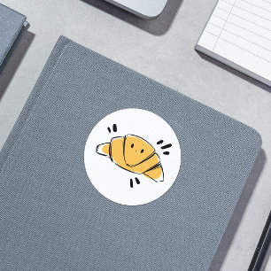 Croissant Ink Sketch  Classic Round Sticker