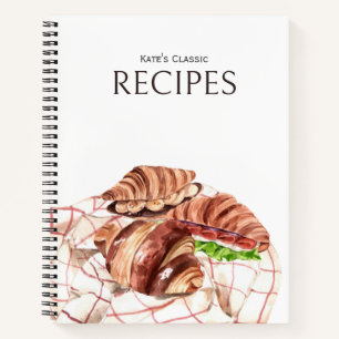 Croissant Lover Customizable Recipe Journal