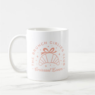 Croissant lovers brunch girls club pink aesthetic coffee mug