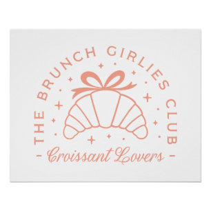 Croissant lovers pink bow aesthetic poster