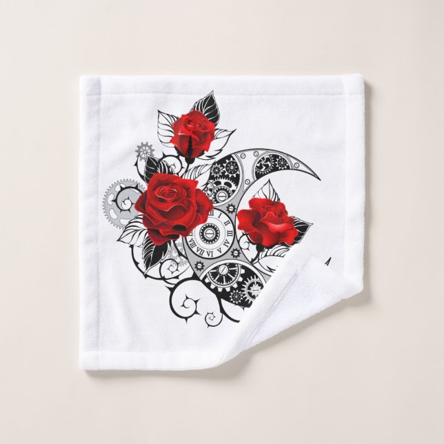 Croissant mécanique avec roses rouges (Gant de toilette)