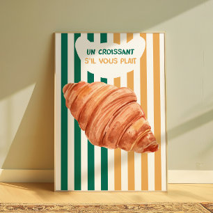 Croissant Poster French Bakery Kitchen Wall Art