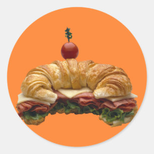 Croissant Sandwich Classic Round Sticker