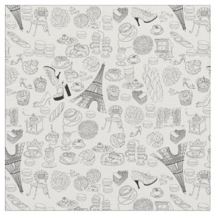 croissants paris france french fashion doodle fabric