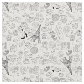 croissants paris france french fashion doodle fabric