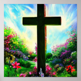 Croix Brown dans une affiche de jardin fleuri