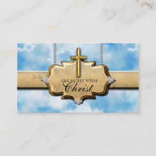 Croix Carte de visite chrétienne Nuages d'or Ciel