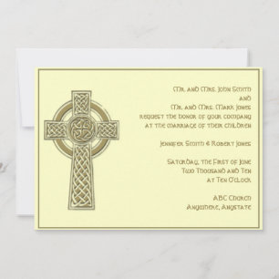 Croix celte en Faire-part de mariage d'ivoire d'or