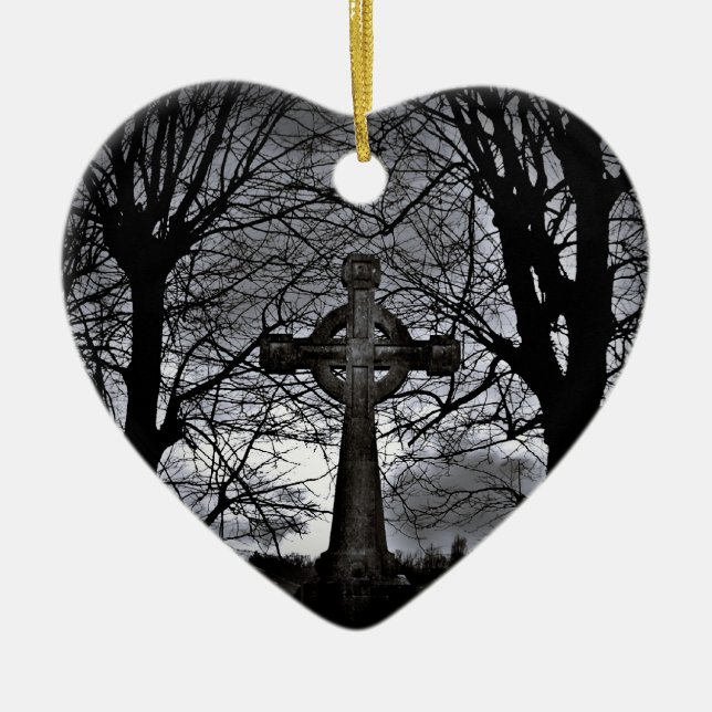 Croix celtique et arbres coeur ornement de Noël (Devant)