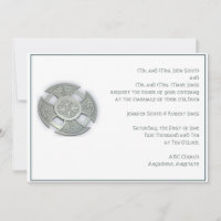 Croix celtique Faire-part de mariage blanc en arge