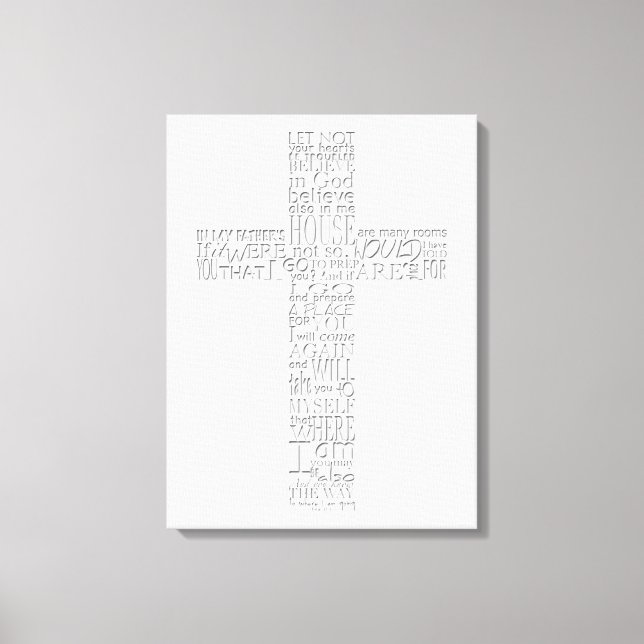 Croix chrétienne Versets de la Bible Jean 14 Toile (Recto)