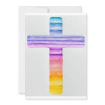 Croix d'aquarelle / Carte Baptême / Carte chrétien