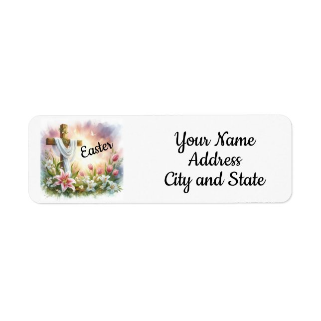 Croix d'aquarelle et Lys Pâques (Devant)