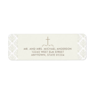 Croix de crème ivoire avec motif Damas