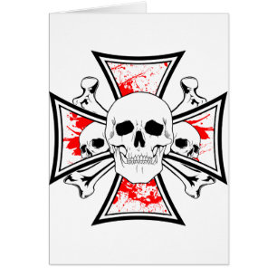 Croix de fer avec des crânes et des os de croix