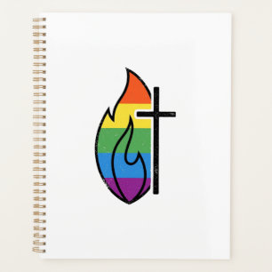 Croix de Flamme Arc-en-Ciel Vintage Design Vectori