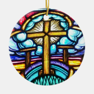 Croix de vitrail chrétien Ornement de Noël