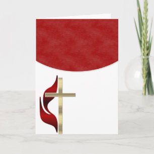 Croix d'or avec carte de voeux chrétienne rouge vi