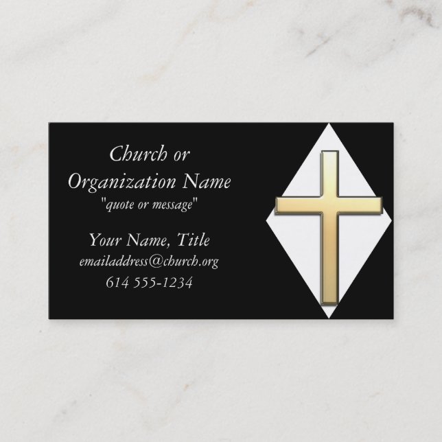 Croix d'or sur cartes de visite blancs/noirs (Devant)