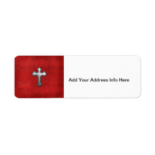 Croix en métal sur le cuir rouge