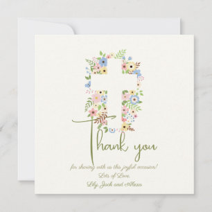 Croix florale Carte de remerciements - Pastel doux