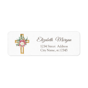 Croix florale dorée Première Sainte Communion