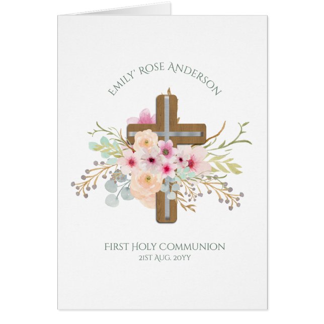 Croix florale personnalisée de la Sainte Communion (Devant)