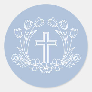 Croix florale simple sur Sticker bleu clair