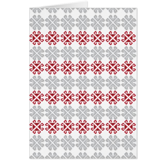 Croix géométrique rouge et gris letton (Devant)
