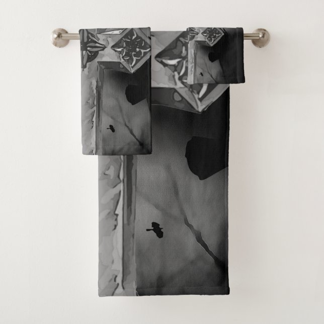 Croix gothique Lune GraveYard avec Corbeaux (En situation)