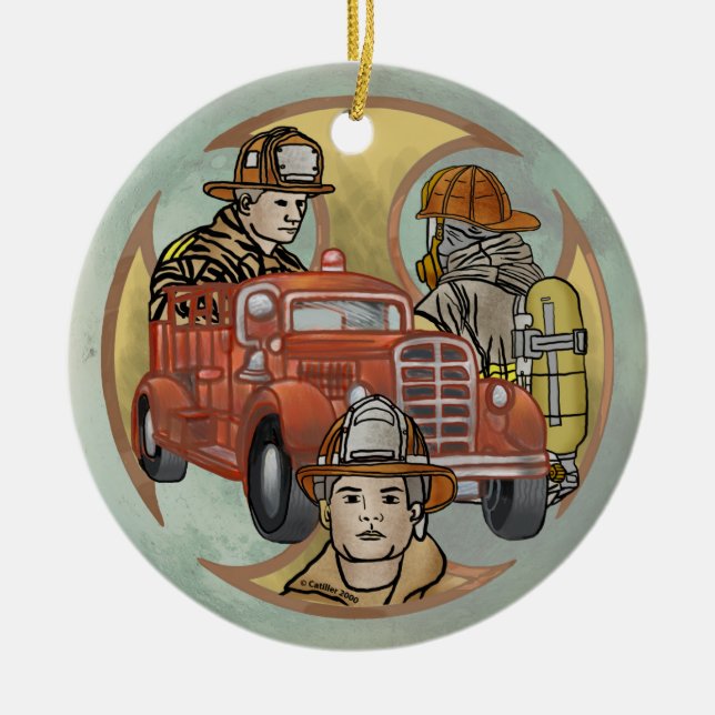 Croix maltaise Pompiers Frères ornement (Devant)
