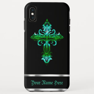 Croix médiévale noire verte iPhone XS Max Coque