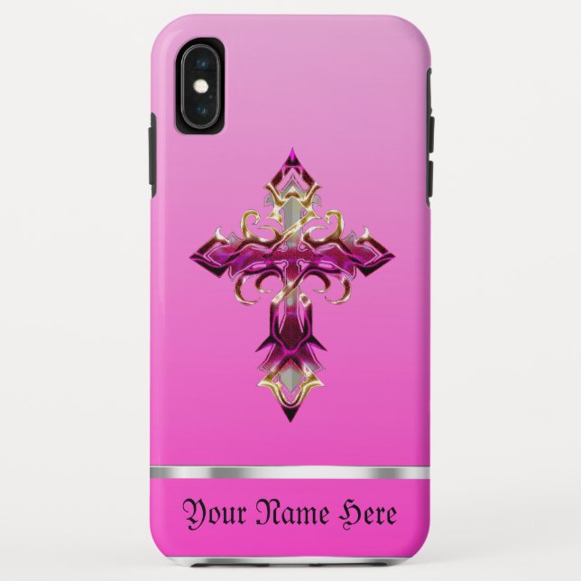 Croix médiévale rose iPhone XS Max Coque (Dos)