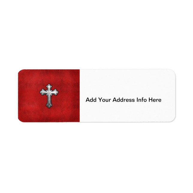 Croix métallique sur cuir rouge (Devant)