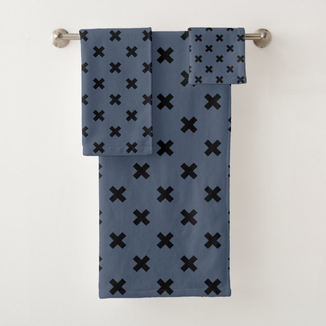 Croix noire coutures sur bleu-gris (En situation)