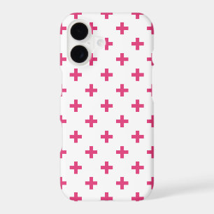 Croix pois fuchsia sur fond blanc