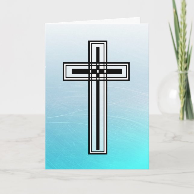 Croix religieuse de Pâques Bleue et carte de devis (Devant)