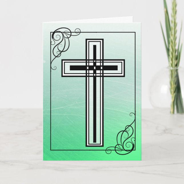 Croix religieuse de Pâques vertes et carte de devi (Devant)