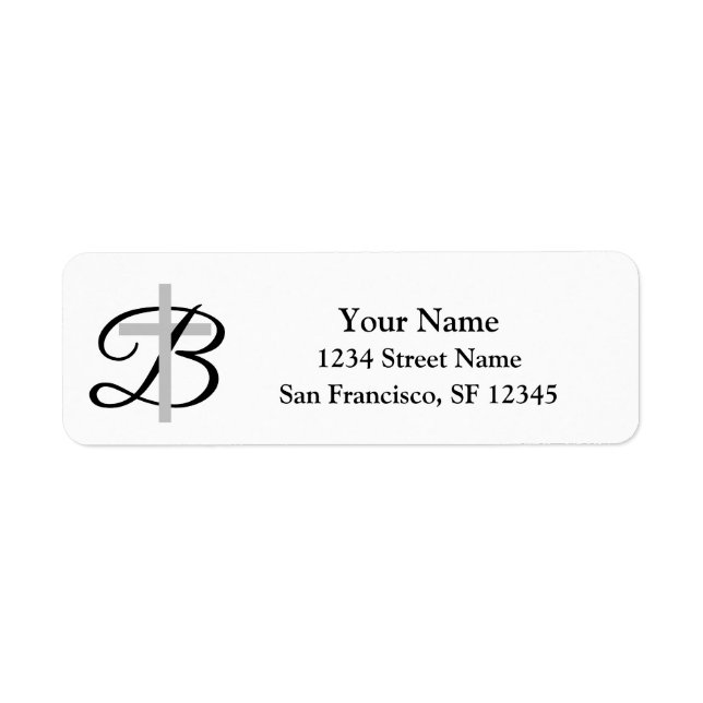 Croix religieuse monogramme Retourner Adresse Étiq (Devant)