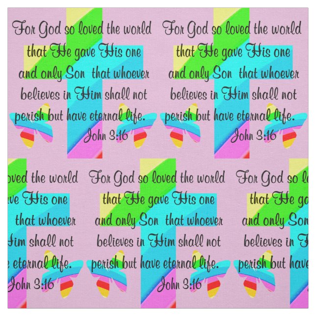 CROIX ROSE ET BOUTTERFLY JOHN 3:16 TISSU (Échantillon)