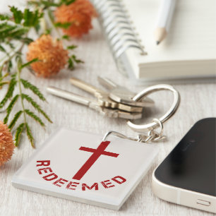 Croix-Rouge rachetée chrétienne et design de texte