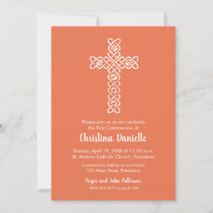 Croix sur Peach Bright Invitations de première com