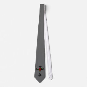 Croix Tribal Avec Cravate Rose Rouge