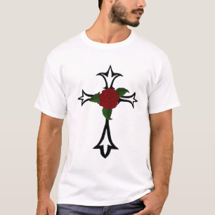Croix Tribale Avec T-shirt Rose Rouge